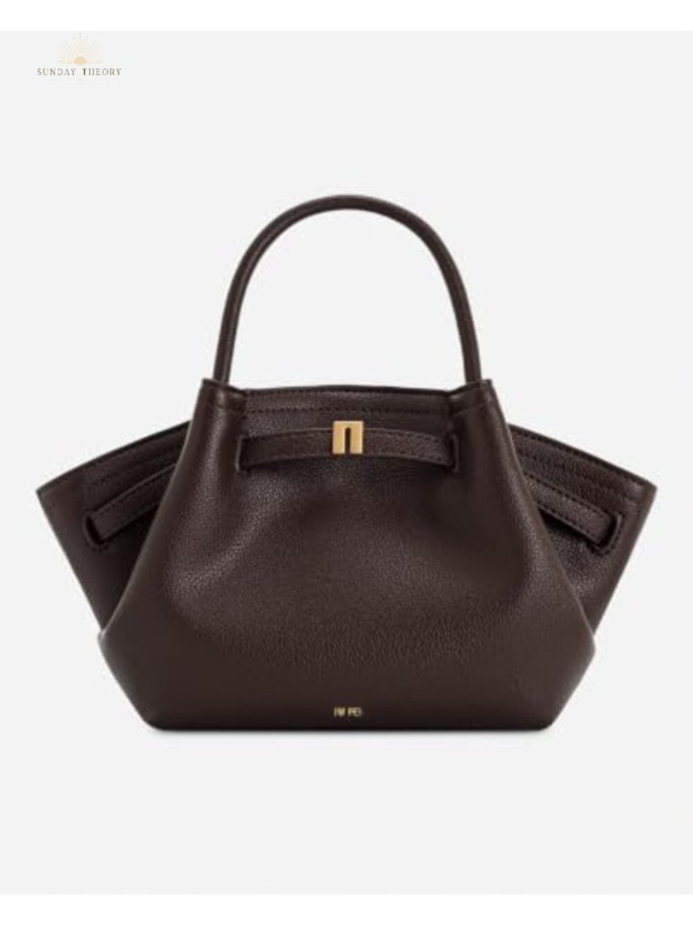 Vegan Leather Mini Tote Bag with Gold Hardware Crossbody Handbag